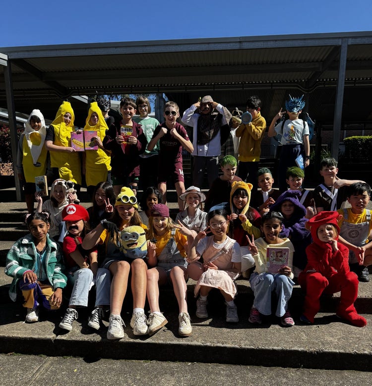 A group of students in their Book Character Parade costume