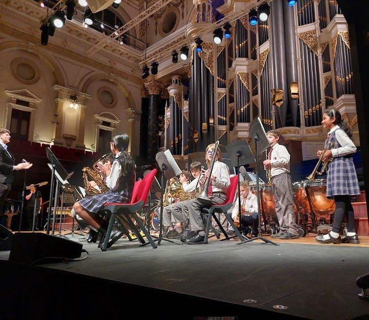 A picture of the school band performing